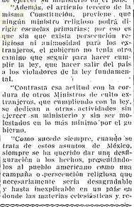 Recorte: El gobierno de la Casa Blanca no ha intervenido en el conflicto religioso, parte 2 de 2, 25 de febrero de 1926