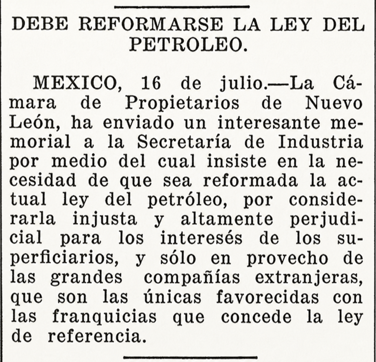 Versión legible del recorte Debe reformarse la ley del petróleo
