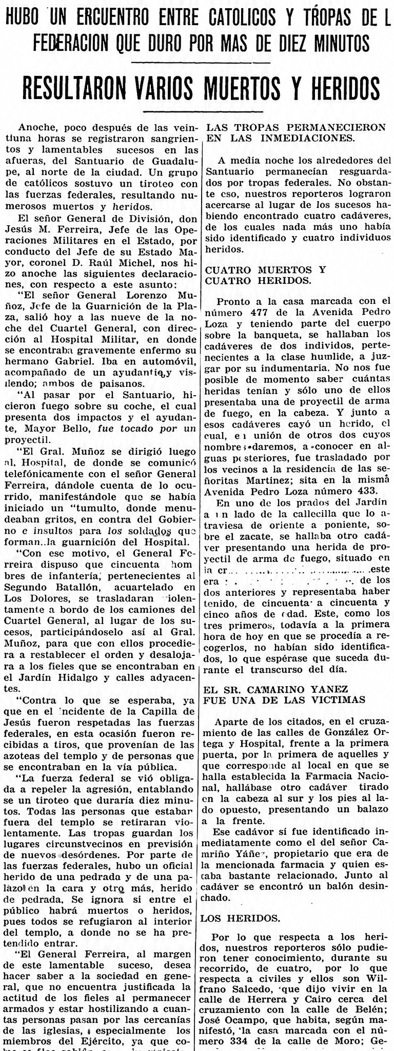 Versión legible del recorte, 4 de agosto de 1926