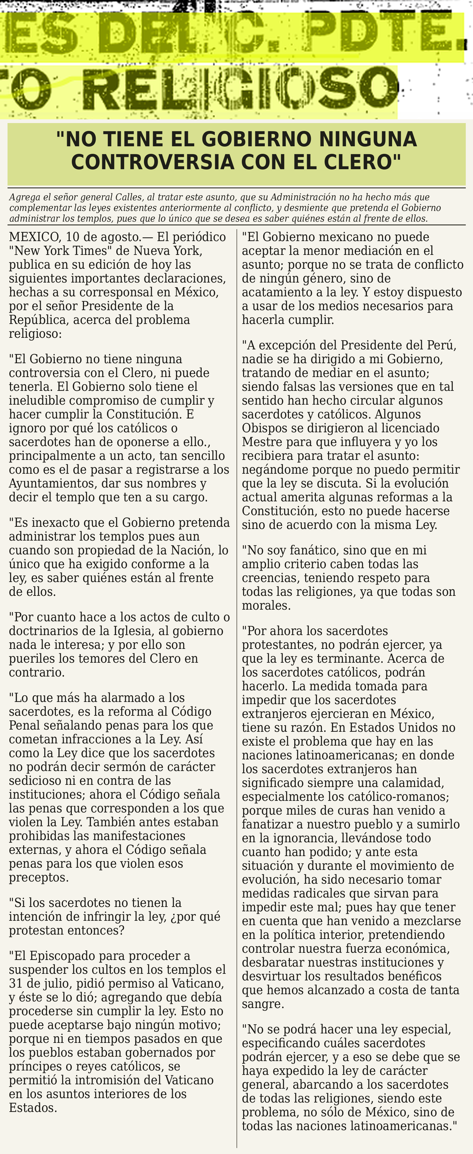 Recorte: Calles miente, parte 2 de 3, 11 de agosto de 1926