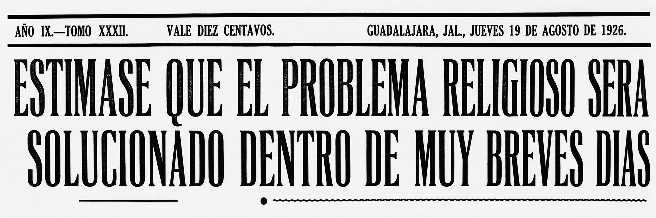 Versión legible del encabezado, 19 de agosto de 1926