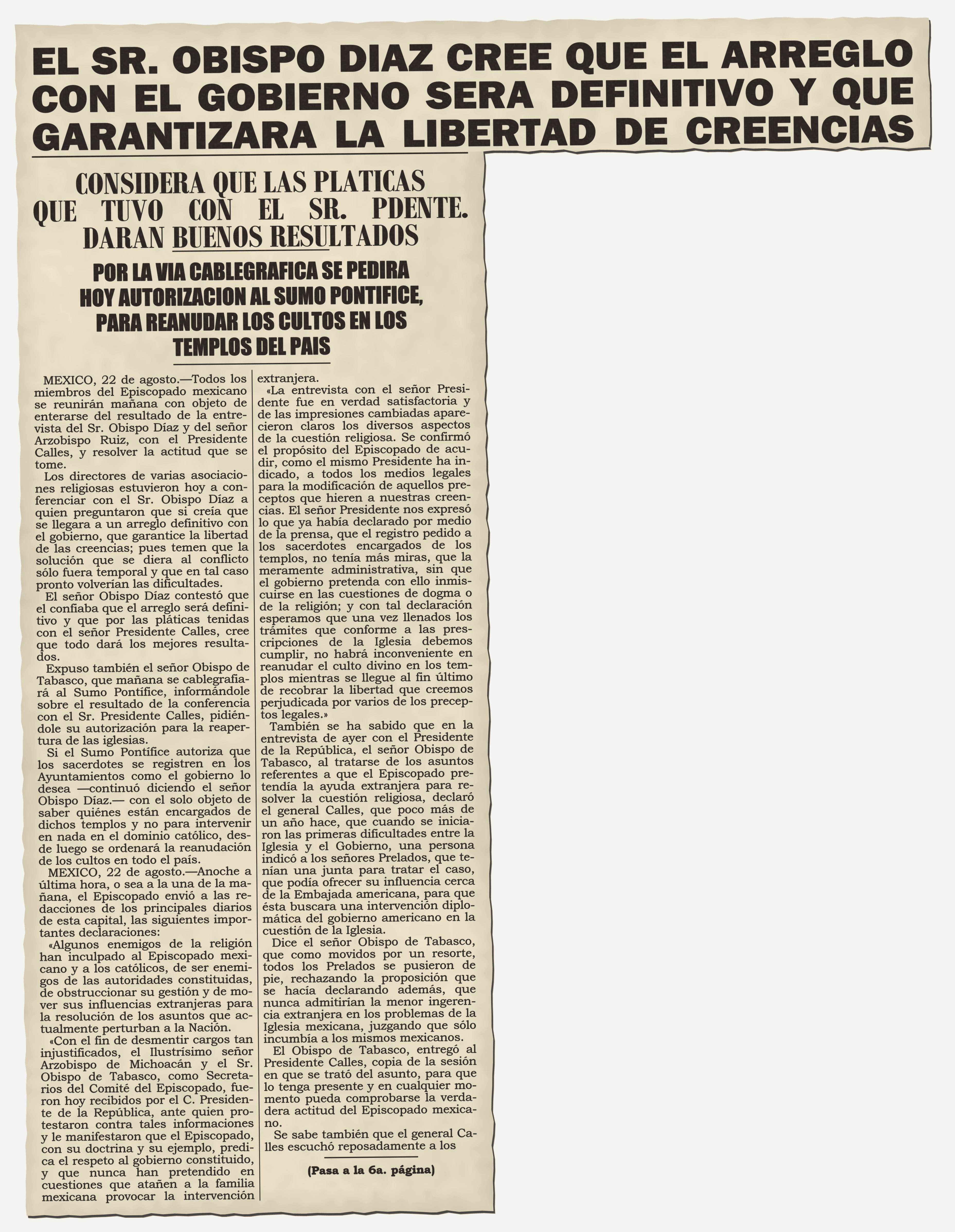 Versión legible: el obispo Díaz también se equivoca, 23 de agosto de 1926